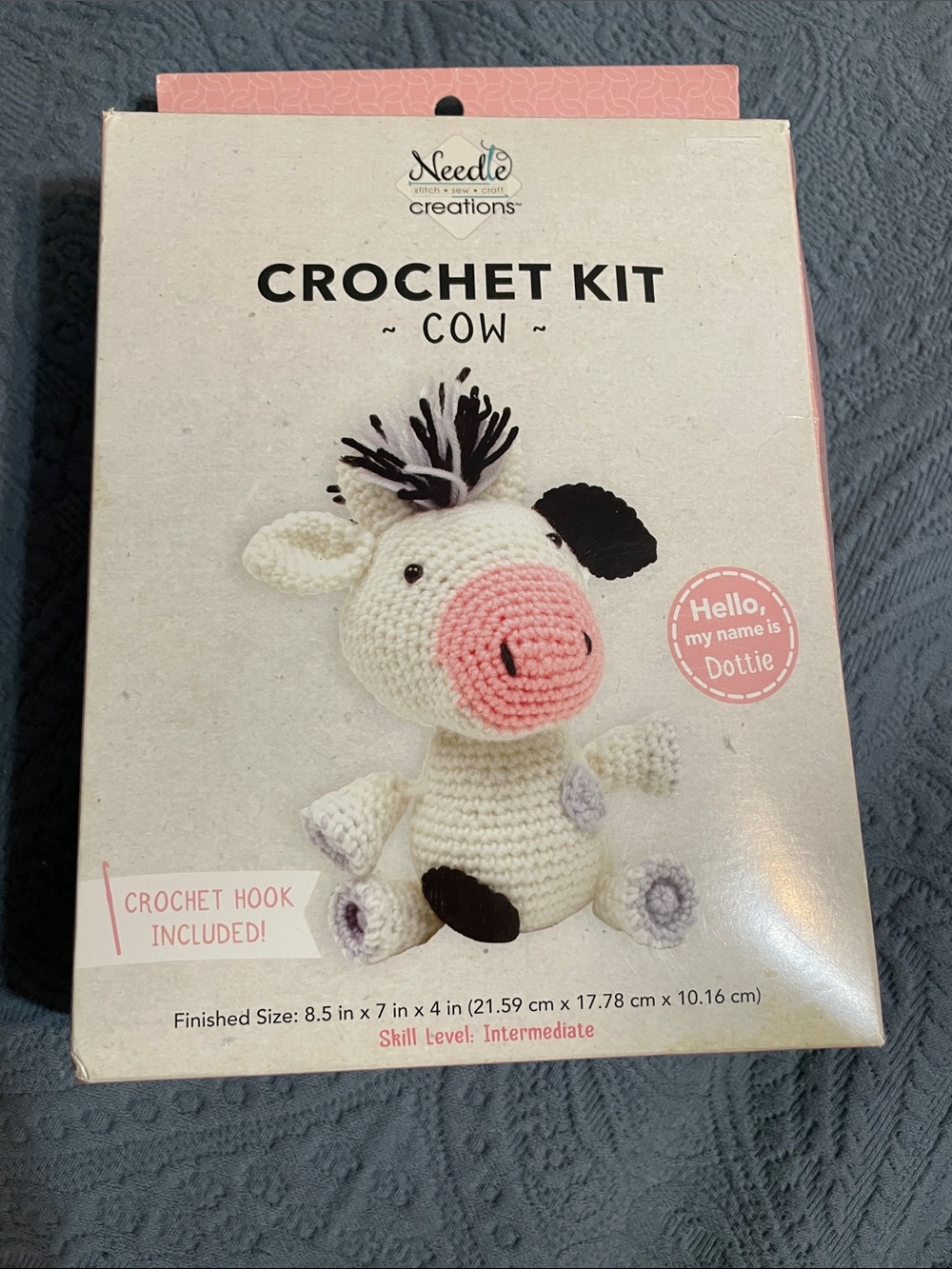 Crochet Kit Cow - White & Pink